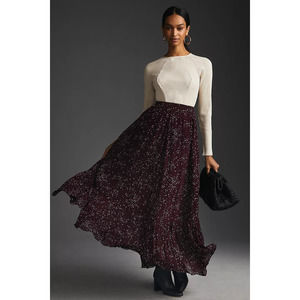New Anthropologie Scotch & Soda Tiered Chiffon Maxi Skirt $218  SMALL Crimson